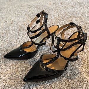 BCBG Studded Black Strappy Heels